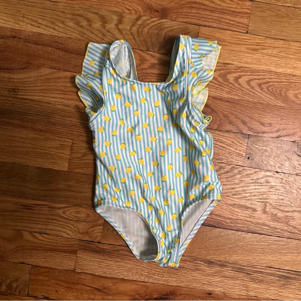 Mia & Miles Girls Toddler Swim One Piece - Blue and Yellow
